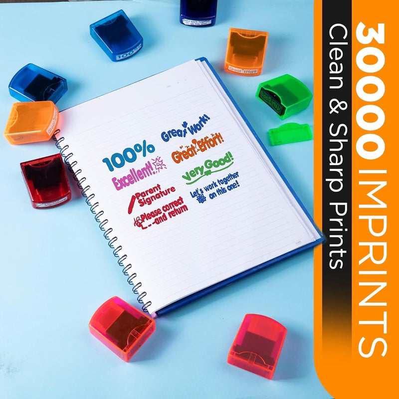 Tickselect Teacher Stamps for Classroom Grading – 8PCS Self-Inking Rectangular Teacher Stamp Colorful Stamps for Teachers with Motivational Messages Perfect Classroom Supplies & Gifts for Homeschool - Image 3